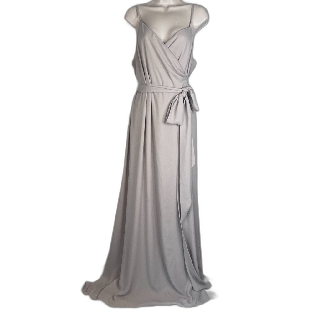 Show Me Your MuMu Liz Faux Wrap Maxi Bridesmaid Prom Dress Beige/Tan Size XL